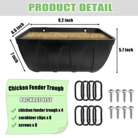 Hanging Chicken Feeder Trough, 4 Pack Fence Feed Feeder for Goat Sheep Deer Poultry Duck Livestock Feeding Container Goats Supplies Feeders Waterer Bucket