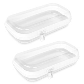 Clear Hard Plastic Zipper Case, 2PCS Transparent Storage Bags for Toys, Travel, and School Supplies, 20cm x 12cm x 5cm Double Zipper Pencil Case, Hard Shell Organizer for Cosmetics and Stationery