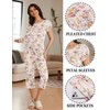Ekouaer Womens Pajama Set Short Sleeve Sleepwear Pleated Floral Pjs