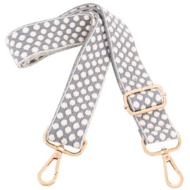 Adjustable Handbag Strap Wide Purse Strap Replacement Shoulder Crossbody Bag Strap, Grey Dot+gold Metal, width is 1.5"/3.8cm