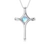 TOUPOP Moonstone Cross Necklace for Women Sterling Silver June Birthstone