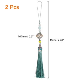 sourcing map Pendants with Tassels, Dark Green Classic Bells Tassel Pendant 2 Pcs 19cm/7.48" DIY Craft Home Fringe Strap Hang Decoration