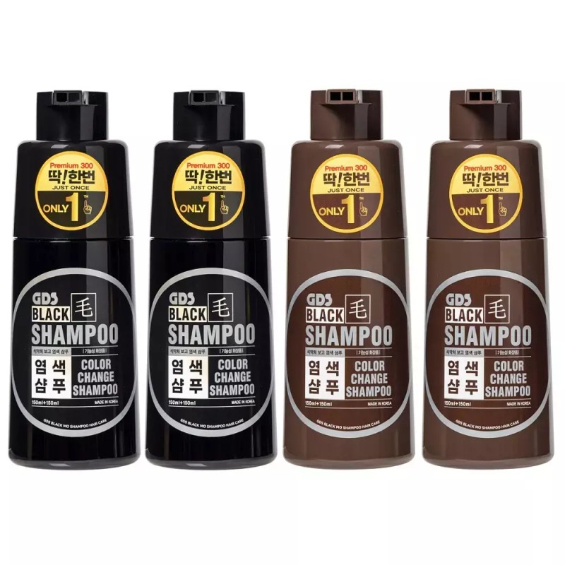 DdakHanBeon 딱한번 염색 샴푸 프리미엄 300 300ml 4통 [흑색4통] Once