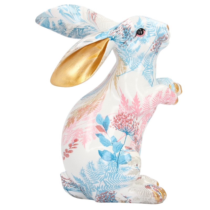 Rabbit Statue Nordic Style Handcrafted Painted Resin Rabbit Desktop Ornament
