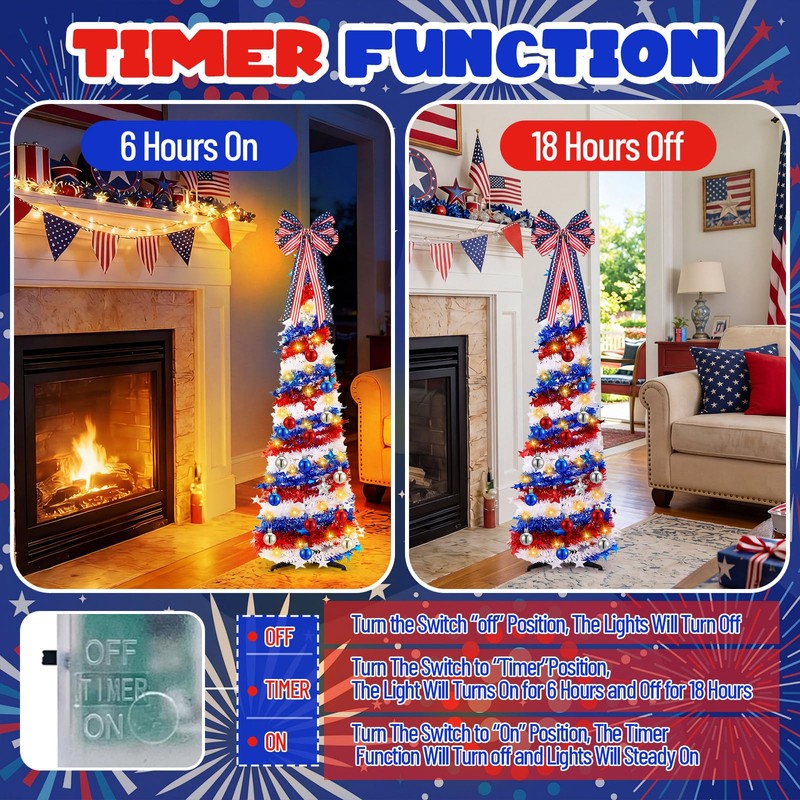 Vicenpal 16 Pcs Summer Christmas Tree Decorations 5ft Pop up