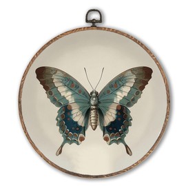 Hxlac Vintage Butterfly Round Wall Art Framed, Dark Retro Butterfly Round Wall Decor, Moody Cottagecore Hanging Canvas Prints Wall Sculptures for Home Bedroom Living Room Decor, 10x10 Inch