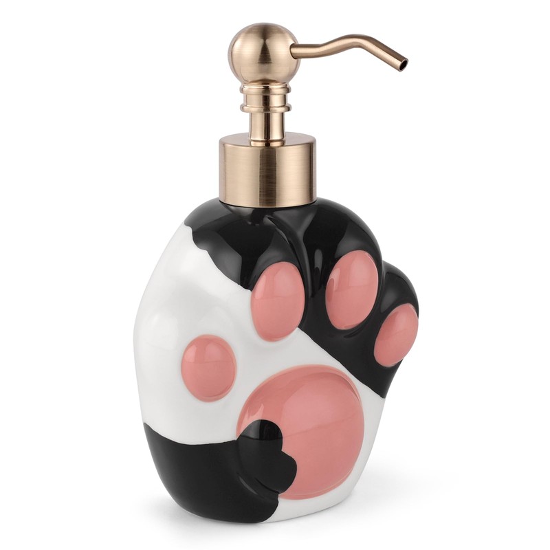 Dog Shape Soap Dispenser (Black/White, Paw Shape Soap Dispenser)
