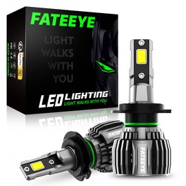 FateEye H7 LED Headlight Bulb,13000LM Super Bright LED Car Headlight Conversion Kit, 60W Top-Level Chip, Turbo Fan Desigh Halogen Headlight Replacement Temperature Control, 6500K, Plug and Play (H7)
