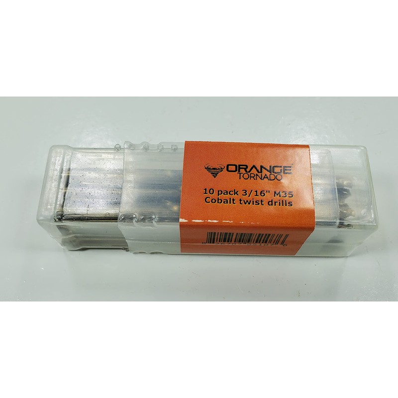 ORANGE TORNADO 10 Pack 3/16" M35 Cobalt Twist Drill bits