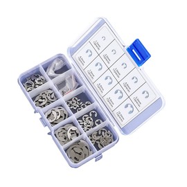 Michass 120 Pieces Stainless Steel E Clip Retaining Ring, E Clip Snap Ring, Internal Retaining Ring, 10 Sizes Internal External Push Button with Storage Box, for Shaft Mounting Parts