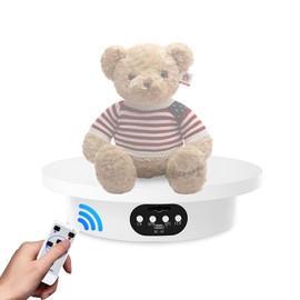YVV Rotating Display Stand 7.9 Inch White, Motorized 360° Turntable with Remote, Adjustable Speed, USB & Battery Powered, Electric Rotating Platform for Photography, Jewelry, Models