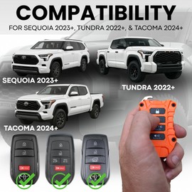 for Toyota Key Fob Case - Heavy-Duty Protective Shell - Precision Fit for Tundra, Tacoma, Sequoia & Corolla - Impact-Resistant & Stylish Upgrade - Enhanced Grip (Blaze Orange Fob, Black Screws)