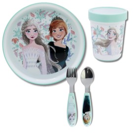 Stor, Children's Crockery Set, Children's Crockery Set & Children's Cutlery Stainless Steel Set for Boys and Girls with Non-Slip Plate, Cup + Spoon & Fork Made of Stainless Steel, No BPA, Reusable
