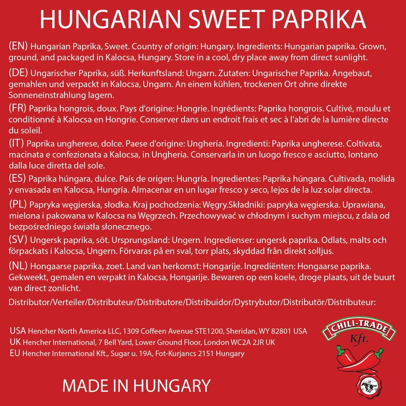 Hungarian Sweet Paprika (17.6oz/500g) Imported from Hungary, Gourmet Quality, Mild