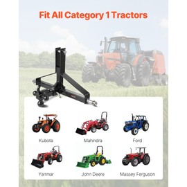 VEVOR 3 Point Trailer Hitch with 2 in Receiver, 3pt Quick Hitch Attachment, Heavy Duty Tractor Tow Drawbar Adapter, Compatible with Kubota, Mahindra, Ford, Yanmar, John Deere, Massey Ferguson