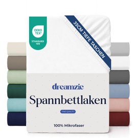 Dreamzie - Fitted Sheet 180 x 200 cm - 100% Microfibre - 35 cm High Bridge
