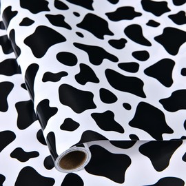 Sikiweiter Cow Print Wrapping Paper – 17 in x 16.4 ft – Black & White Animal Print Gift Wrap for Parties, Birthdays & Farmhouse Decor (Cow)