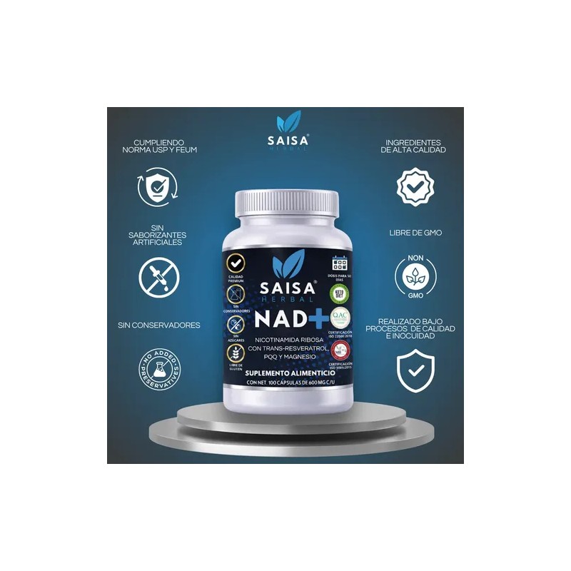 Nad Advanced Complex 100 Cápsulas Nicotinamida Ribósido Resveratrol Pqq Magnesio