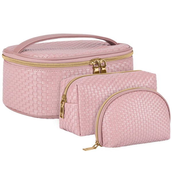 Makeup Bag for Women Travel Cosmetic Bag Toiletry Bags Portable Waterproof Makeup Organizer Bag Makeup Bags 3 Pack Pink