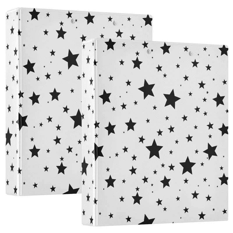 Black and White Stars Pattern 3 Ring Binder 1.5" Decorative
