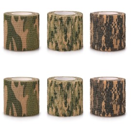 Volein 6 Roll Camo Wrap Tape, Camouflage Self-adhensive Form Tape, Elastic Stretch Warp Bandage 2"×16ft for Gun Shooting Bow Flashlight Rifle Hunting Outdoor