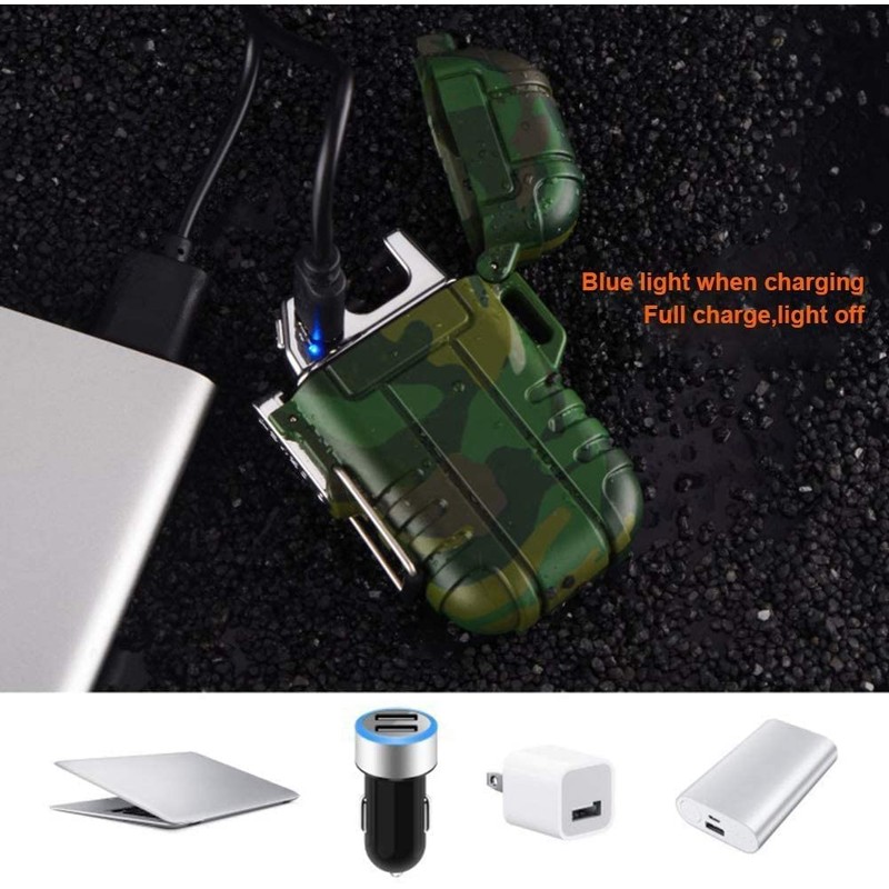 Waterproof Lighter Outdoor Windproof Lighter Dual Arc Lighter Electric Lighters