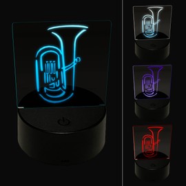 Sniggle Sloth Tuba Music Instrument Sketch 3D Illusion LED Night Light Sign Nightstand Desk Lamp
