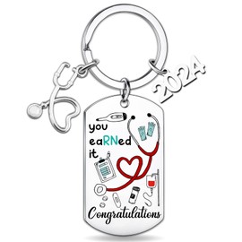 ICHRATI Nurses Day Gifts for Women Nursing School Graduation Gifts for Her 2024 Nurse Week for Practitioner Female Work Medical Assistant Accessories You Earned It Congratulations Key Chain