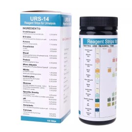Unbranded URS-14 Urinalysis Reagent Test Paper Urine PH Test Parameter Strips Test Kit US