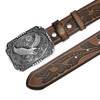 BISON DENIM Men's Western cowboy belt Classic Double embossed leather