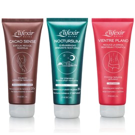 Elifexir Pack of 3 Cacao Sense + Nocturslim + Vientre Plano Reducing Creams Body Scrub Gel Fat Reducing Cream Effect Flat Belly 3 x 200 ml