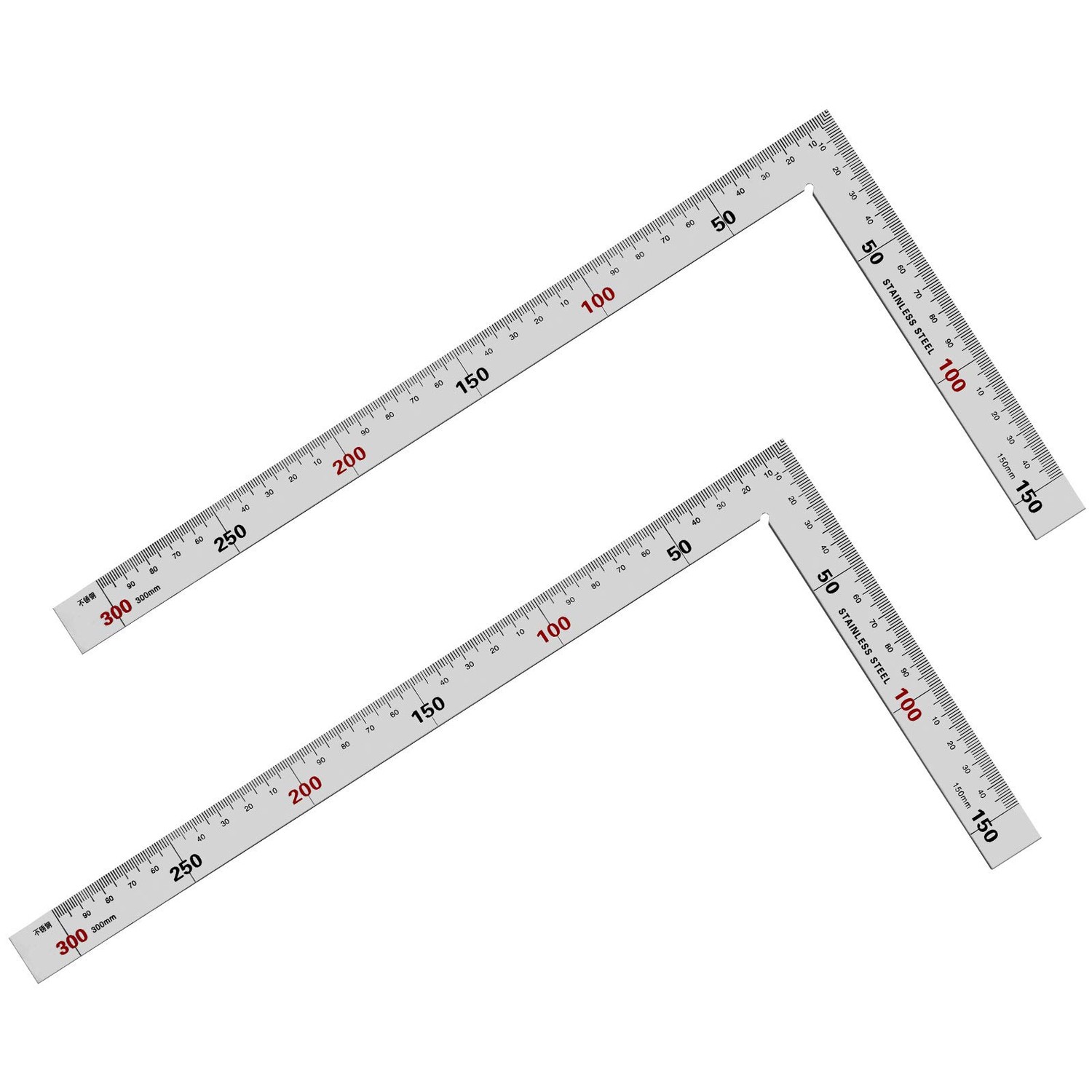 2 Pack L Shaped Ruler, 150mmX300mm Right Angle Ruler Stainless Steel L ...