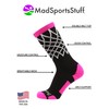 MadSportsStuff Crew Length Elite Basketball Socks with Net (Black/Neon Pink,