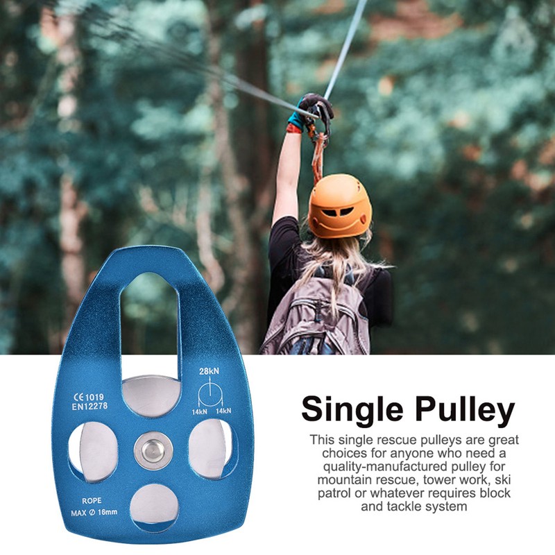 Outdoors Climbing 32KN Rescue Pulley Single Sheave with Swing Plate