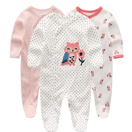 Kiddiezoom Newborn Baby Rompers Snug Fit Footed Cotton Pajamas Long Sleeve One-Piece Sleepsuit