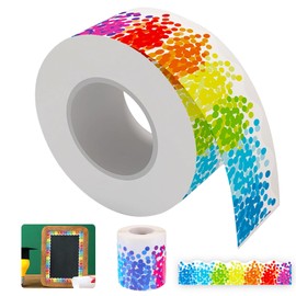 Tablero de anuncios de 20 metros para decoración de fronteras, Borde del tablón de anuncios de puntos, Borde de pizarra de lunares de color, para decoración de Escuelas, aulas & oficina