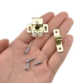 Hahiyo Double Roller Catch Door Latch Shorter Foot Cold Rolled Steel Stay Put Smooth Close No Squeak Noise Cold Air No Enter Easy Position Sturdy Spring for Kitchen Closet with Screws 9sets Gold