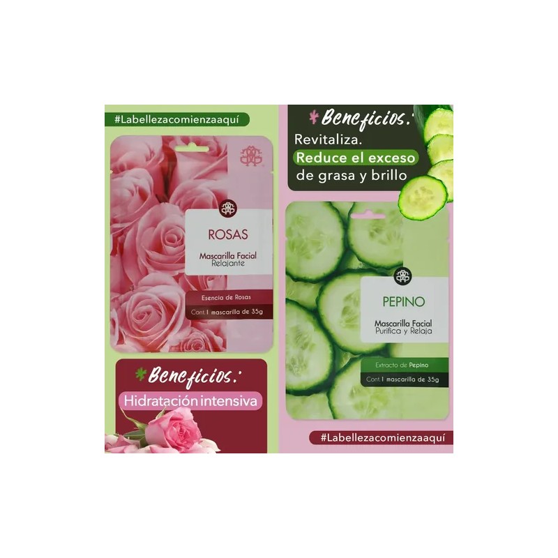 Set 10 Mascarilla Facial Frutal Hidratante Cuidado Piel