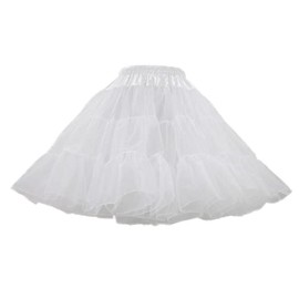 SSDH 3-Layered Pleated Lolita Tulle Petticoat Tutu Puffy Party Cosplay Princess Underskirt (White)