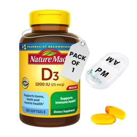 PrimeVits Vitamin D3 1000 IU (50 mcg), Dietary Supplement for Bone, Teeth, Muscle and Immune Health Support, 300 Softgels 300 Day Supply