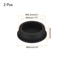 MECCANIXITY High Temp Silicone Plug Mount Dia 56.3mm/2.2" t Shaped Solid Rubber Stopper Hole Plugs for Coating Plating Waterproof Sealing Plugs Black Pack of 2(OD 62mm/2.44 Inch)