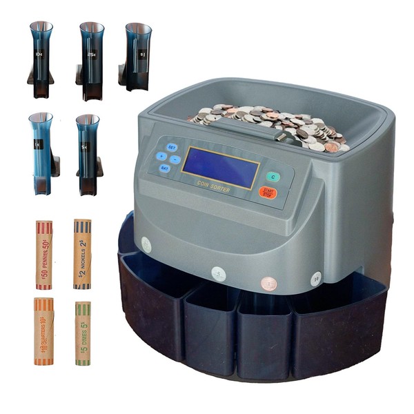 TANOSHII Coin Counter, Sorter, and Wrapper, Sorts up to 270