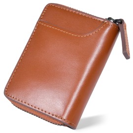 KABANTiFY Credit Card Case, Tochigi Leather, Men's Card Case, Card Holder, Commuter Holder, Business Card Holder, Skimming Prevention, Genuine Leather, Large Capacity, Braun