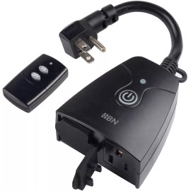 HBN Outdoor Indoor Wireless Remote Control Dual 3-Prong Outlet