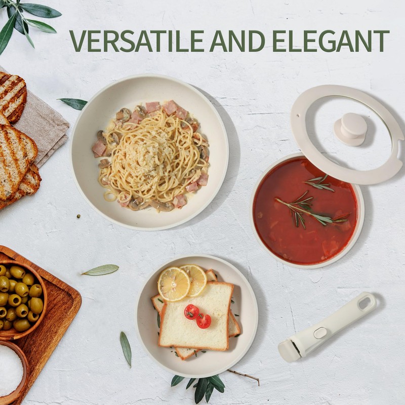 BECIGAR 8pcs Ceramic Pots and Pans Set, Non Stick Cookware