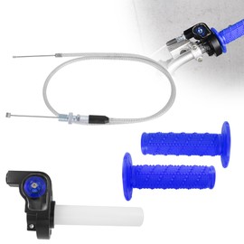 JIAYAN 7/8" Motorcycle Visual Twist Throttle Grip Kit with Transparent Window & Throttle Cable for CRF/KLX/TTR 110-250cc Dirt Pit Bike/ATV (Blue)