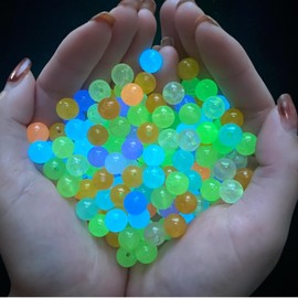 KARLOR Pack of 100 Luminous Beads Colourful Beads 12 mm / Holes 3 mm Fluorescent Loose Beads Luminous Bait Accessories Colourful Beads Glow in the Dark for DIY Bracelet Hand Art Bait Fishing Equipment