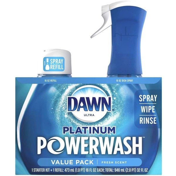 Dawn Powerwash Starter Kit, Dish Spray, Dish Detergent, Fresh Scent Bundle, 1 Spray Bottle, 1 Refill