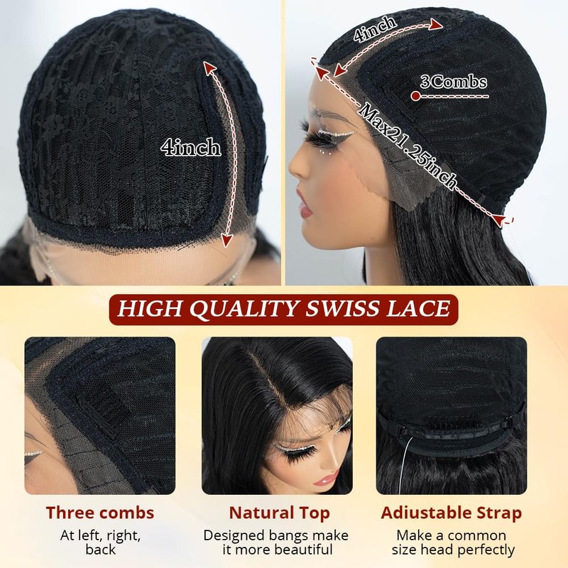 Rebecca Q Long Wavy Wigs for Women Side Part Lace