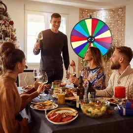 Hooomyai 30 Inch Large Size Wheel Heavy Duty Prize Wheel Height Adjustable 55”-67“ Floor Stand Fortune Wheel with Dry Erase Marker & Eraser 18 Slots Spinning Wheel for Game Carnival and Trade Show